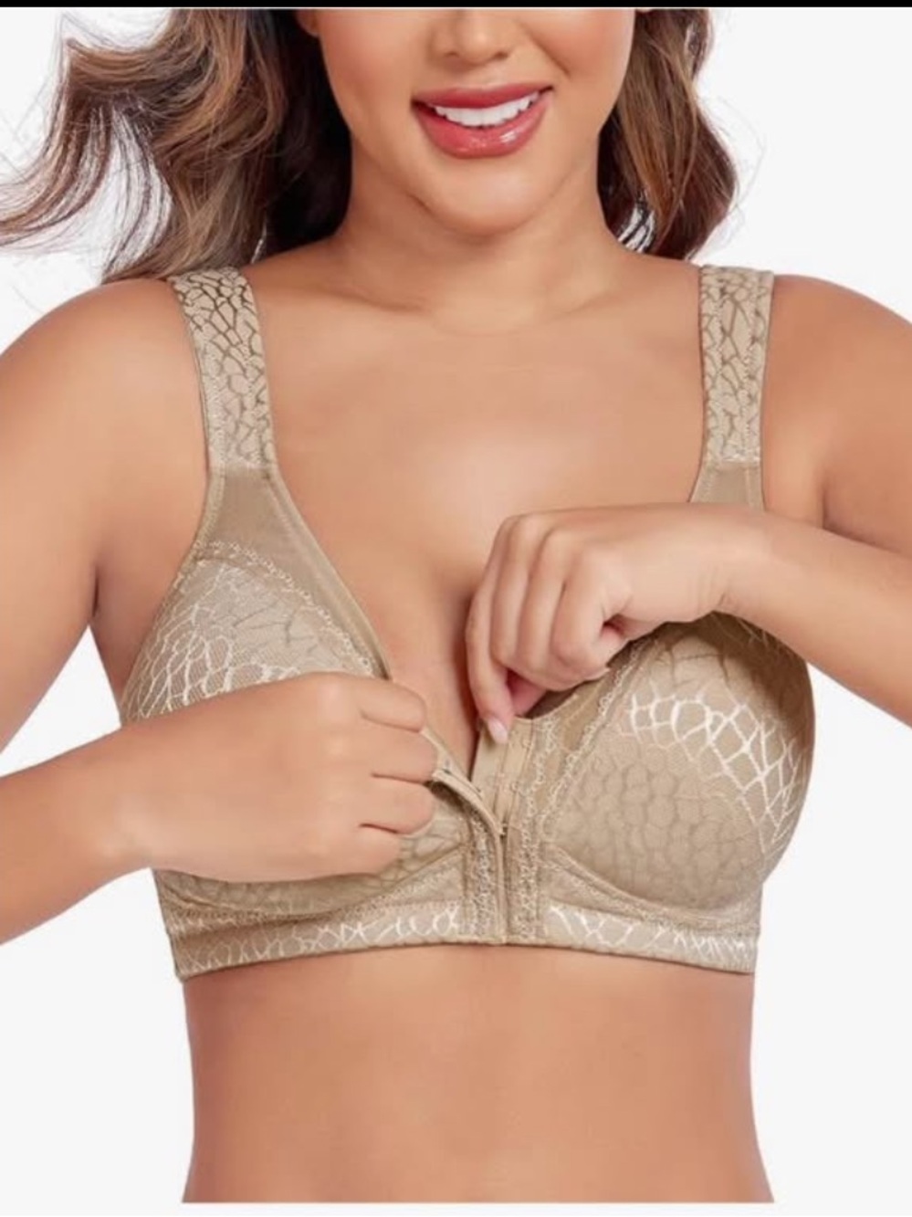 Beige Front-Closure Support Bra - Women Intimates & Sleepwear